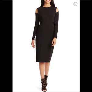 Donna Morgan black cold shoulder midi dress